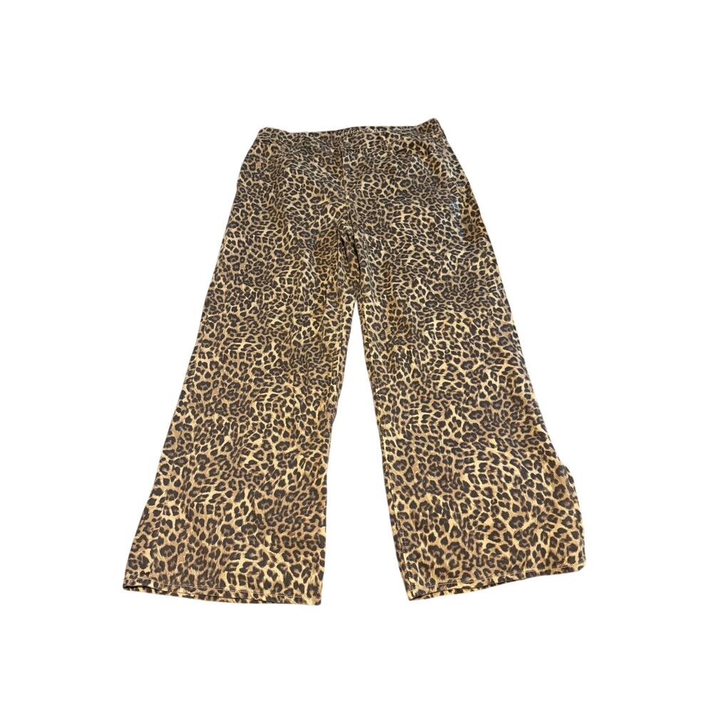 American Eagle Leopard Low Rise Baggy Wide Leg Jeans 14 Regular NWOT